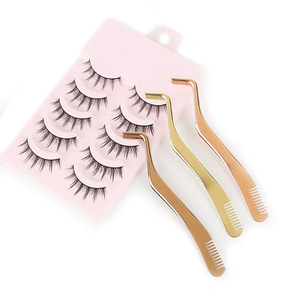 Pinza y Aplicador de Pestañas 2 en 1 de Acero Inoxidable Profesional con Peine para Extensiones de Pestañas Postizas - Punta Dentada Duradera - Product Image 1