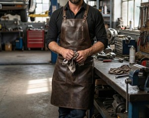 Tablier en cuir de qualité supérieure avec quincaillerie personnalisée, matériau de qualité professionnelle, prix de gros pour les commandes en gros LPN-0287 - Product Image 6