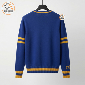 ซิกมาแกมมาโร |   เสื้อสเวตเตอร์ลำลองสำหรับผู้หญิง ลายปักกรีก สีน้ำเงิน แขนยาว คอวี ผ้าฝ้ายระบายอากาศได้ดี - Product Image 2