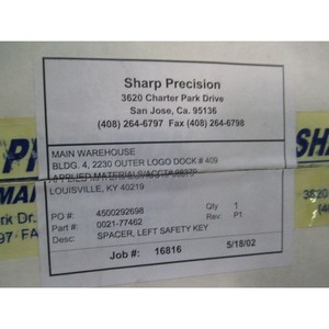 AMAT 0021-77462 Rev.P1, Sharp Precision, Spacer - Equipo y Piezas de Semiconductores de Confianza de Marca Global - Product Image 6