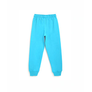 Boys Blue Cotton Fleece Tracksuit With Black And <b>White</b> <b>Panel</b> For Children - Product Image 3
