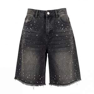 Shorts en jean pour hommes, ourlet brut, mi-longs, style streetwear, jorts, effet vieilli, vintage, hiver, séchage rapide, motif 3D, vente en gros, personnalisé, en vrac - Product Image 1