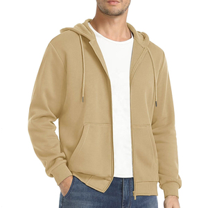 Wholesale Luxury Fleece Men's Hoodie Heavyweight 100% Cotton Custom Zipper Regular Fit Puff-Print Solid Pattern Winter Warmth - Product Image 1
