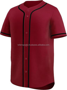 Camiseta de béisbol personalizada para hombre, roja, de malla, manga corta, con botones al frente, uniforme que absorbe la humedad, en venta - Product Image 2