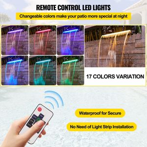 Kit Fontana a Cascata per Piscina 23.6x3.2x8.1 Pollici con LED a 17 Colori, Cascata per Piscina con Telecomando e Alimentazione Solare per Fontana da Esterno - Product Image 5