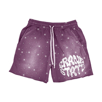 Conjunto de Sudadera con Capucha y Pantalones Cortos para Hombre, con Estampado de Diamantes de Imitación, Corte Regular, Dos Piezas, Ropa Urbana de Verano Personalizada OEM