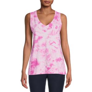 Camiseta sin mangas con cuello de pico para mujer, ropa de verano teñida - Product Image 1