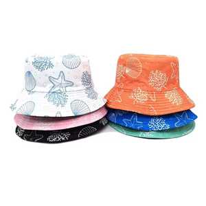 Unisex Bucket <b>Hat</b> Cotton Canvas Sea Pattern Casual Spring Summer Beach <b>Hat</b> 56-58CM - Product Image 1