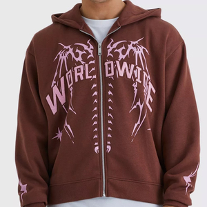 Men's <b>Brown</b> Hooded Pullover Sweatshirt Regular Fit Fleece Streetwear Solid Front Logo Pocket Regular Sleeve Winter 100% Cotton - Product Image 1