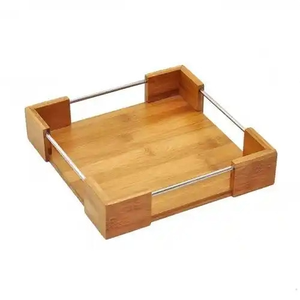 High Quality Durable Wooden Rectangle Tray Multifunctional Metal Decorative Serving Tray for Food Drinks <b>Breakfast</b> Party - Product Image 2