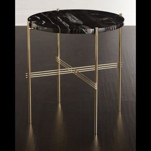 Table basse ronde de luxe à cadre en métal avec dessus en quartz doré pour salon verre/oeil de tigre/agate/pétrifié/pierre d'améthyste coffetable - Product Image 2