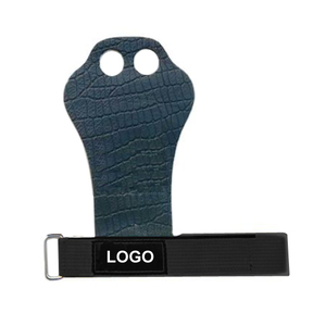 Protège-paume en cuir avec design à 2 trous, support de poignet antidérapant pour la musculation, entraînement de force, unisexe, bleu, sangle à boucle et crochets - Product Image 3