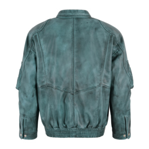 Veste bomber pour homme en cuir Napa véritable 100% personnalisée, vintage, cirée, hiver, décontractée, boutons pression, doublure en polyester, ODM, marque privée - Product Image 2
