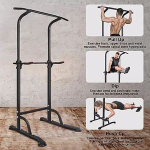 Torre Multifunzione in Acciaio per Allenamento, Regolabile in Altezza, con Stazione Dip e Barra per Trazioni, per Palestra Domestica e Allenamento della Forza - Product Image 1