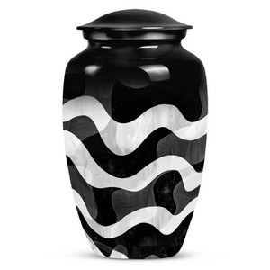Metal Cremation <b>Urn</b> for Human Ashes - <b>Large</b> Aluminum Funeral <b>Urn</b> Adult Size Memorial Vase with Lid - Product Image 2