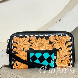 Bolso Mini de Lujo Nuevo con Diseño de Girasoles a Cuadros, Hecho a Mano en Cuero Genuino con Cierre, para Uso Diario, Cartera para Mujer - Product Image 1