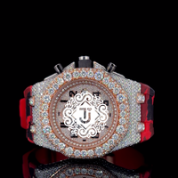 Montre TASNIM JEWELLERY de qualité supérieure avec diamants blancs glacés, boîtier en acier inoxydable, mouvement mécanique ETA 41MM, résistance à l'eau 3BAR