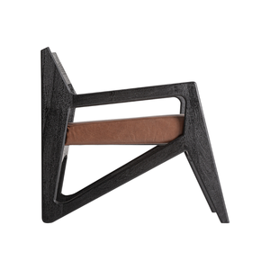 Fauteuil de salon moderne d'intérieur en teck massif, revêtement en cuir PU marron de qualité supérieure, design scandinave, mobilier pour hall d'hôtel - Product Image 4