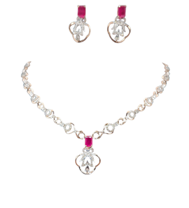 ชุดสร้อยคอเพชรสีโรสโกลด์และสีขาวสวยงามสง่างามคอลเลกชันเครื่องประดับพรีเมี่ยม - Product Image 5