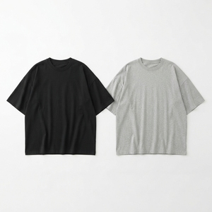 Camiseta Oversize Lisa de Algodón Pesado Color Beige Caqui Neutro con Hombro Caído Estilo Urbano para Venta al por Mayor y Pedidos a Granel - Product Image 6
