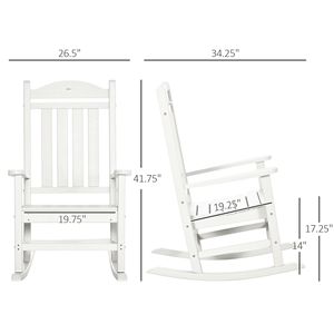 Lot de 2 chaises à bascule blanches d'extérieur avec accoudoirs, en PEHD résistant à la décoloration et imperméable, pour la détente intérieure et extérieure - Product Image 3