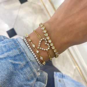 Station Tennis <b>Bracelets</b> 7Inches Lobster Clasp 14K <b>Solid</b> Gold Princess Marquise Lab Grown Diamond Classic Stacking Everyday Wear - Product Image 5