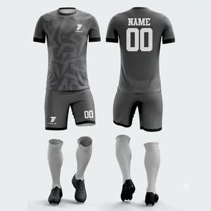 Ensemble d'uniformes de football personnalisables pour adultes en gros - 100 % polyester, impression par transfert thermique/sublimation, séchage rapide, short à taille élastique - Product Image 4