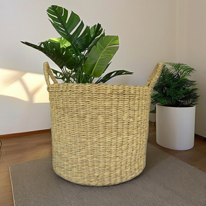 Hand-woven Seagrass Water Hyacinth Baskets Eco-friendly storage solutions for apparel toys decor. - Product Image 5