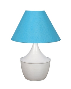 Lámpara de mesa moderna de metal turquesa con base de tulipán blanco, luz nocturna minimalista para decoración de hogar u oficina, venta al por mayor OEM - Product Image 1
