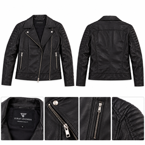 High Quality Quilted Sheep Skin Leather Jacket Ladies Fashion Winter Women's Customized Color Size Black Zipper - Product Image 1