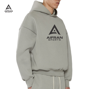 Sweat à capuche AIFRAN en molleton bouclette français de qualité supérieure, coupe ample personnalisée, épaules tombantes, sans cordon, unisexe, streetwear de haute qualité - Product Image 3