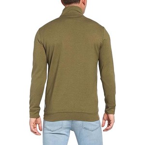 Sudadera de Punto con Cierre para Hombre, Color Verde Oliva, Corte Regular, Color Sólido, Cuello Alto Informal, Material de Algodón, Sudadera para Otoño - Product Image 3