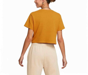 Wholesale OEM Custom Logo High Quality 100% Cotton 180 GSM Regular Fit Women's Summer Breathable Crop <b>Top</b> O-Neck Short Sleeve - Product Image 4