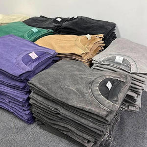 Super Trendy 100% algodón Vintage camisetas hombres ácido lavado a cuadros transpirable ecológico de talla grande 260GSM de alta calidad - Product Image 5