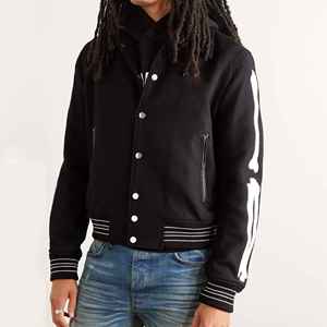 Blouson universitaire brodé personnalisé en toile avec col montant chauffant pour homme – Streetwear respirant de haute qualité pour l'hiver - Product Image 5