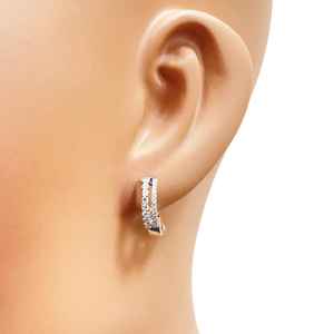Boucles d'oreilles créoles Huggies en moissanite ronde avec diamants, en argent 925, bijoux fins pour mariage, fiançailles, cadeau pour femme - Product Image 1