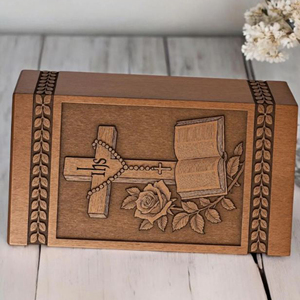Engraved Bible Cross Wooden Cremation Urn - Personalized Christian Memorial Memorial Keepsake by AYAANS - Product Image 3
