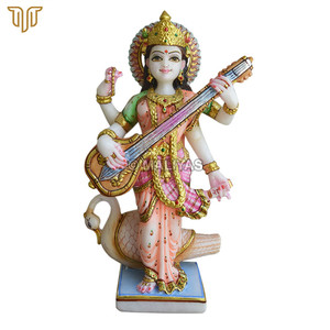 Estatua de Mármol de la Diosa Saraswati para Templo |   Murti de Saraswati en Mármol Blanco |   Ídolo de la Diosa Saraswati Hecho a Mano - Product Image 2