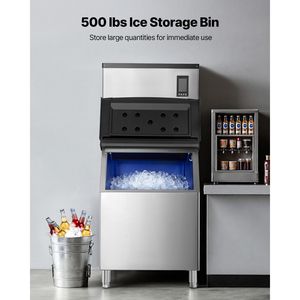 Macchina Professionale per Produzione Ghiaccio 1000LBS/24H, Capacità 500LBS, Contenitore in Acciaio Inox, Autopulente - Product Image 3