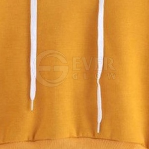 EVER GLOW Women's Regular Hoodie Long Sleeve Solid Color Casual Autumn Sweatshirt Yellow Black Stripes Sleeves HIGH STREET 100% - Product Image 5