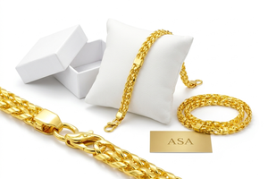 กำไลข้อมือทองคำแท้ 22K สำหรับผู้ชาย |   สร้อยคอทองคำแท้ 916 สีเหลืองทองแบบสองสาย |   เครื่องประดับสไตล์ดูไบสุดหรูสำหรับผู้ชาย - Product Image 6