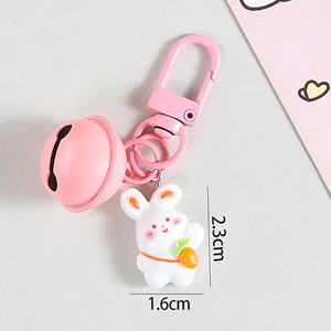 Adorable Cute Sweet Plastic Souvenir Keychain Pastel Pink Bell Bunny Carrot <b>Pendant</b> Fashion Trend Girls Ladies Use Everyday - Product Image 6