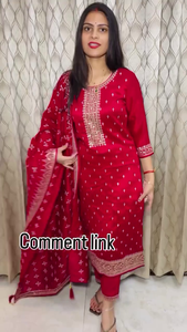 Premium Vichitra Silk Embroidered <b>Sequin</b> Kurta <b>Pant</b> Set with Matching Dupatta Women's Ethnic Wear Export Quality - Product Image 3