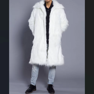Manteau long en fausse fourrure pour homme, réversible, noir et blanc, veste d'hiver - Product Image 5