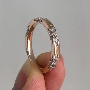 Bague minimaliste délicate en diamant de culture pour femmes, or rose 14 carats, bijoux fins pour fiançailles, anniversaire, mariage, idéale pour un cadeau - Product Image 1