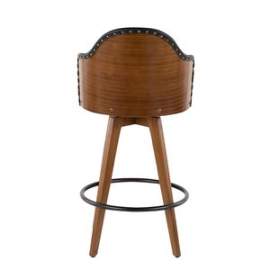 Sgabello da bar Ahoy Mid Century in noce e similpelle nera - Product Image 4
