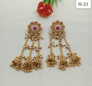 Juego de Joyería de Compromiso de Latón al por Mayor, Aretes Gruesos Geométricos Chapados en Oro de Moda - Product Image 3