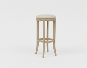 Ensemble de 2 tabourets de bar ronds modernes en bois massif avec 2 pieds courbés - Durables et légers - Product Image 2