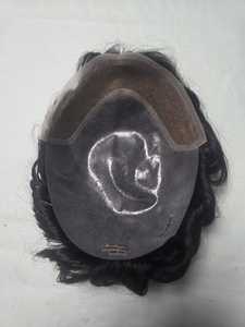 Prothèse capillaire Lace Front avec base en PU, raie centrale, ondulations profondes lâches, cheveux indiens Remy, ondulations naturelles, noirs, taille moyenne, Taz Hair - Product Image 3