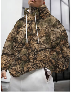 Sweat-shirt à capuche camouflage pour homme, tricoté en polyester respirant, coupe oversize, style décontracté automne, coupe régulière, avec poches - Product Image 6